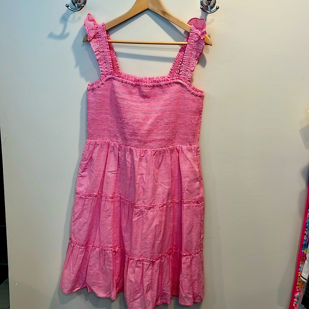 Pink Stripe J Crew Tiered Dress